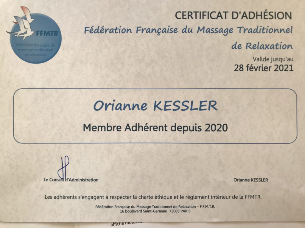 Certificat d'adhésion FFMTR