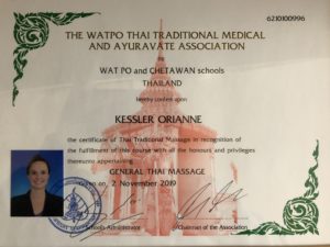 Certificat massage thaï WAT PO School